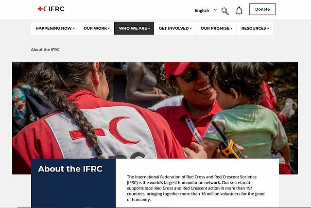 Screenshot der IRFC-Website